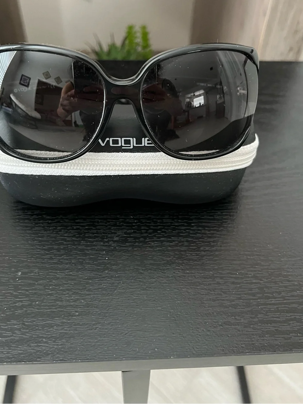 Vogue Black Gloss Oversized Women's Sunglasses